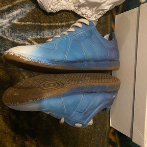 Maison Martin Margiela White/Blue painted sneakers